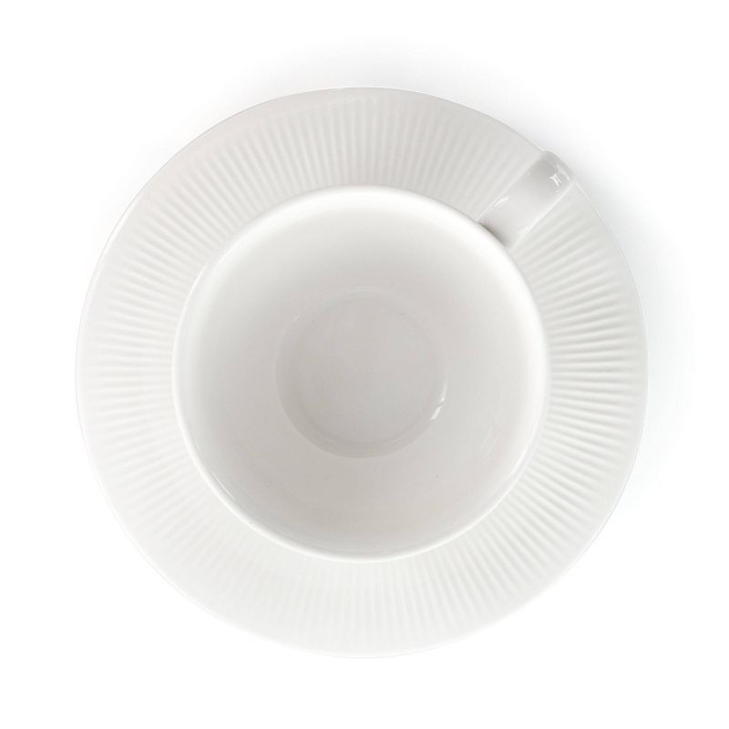 8oz 12pc Porcelain Cafe Cup and Saucer Set White - Elama