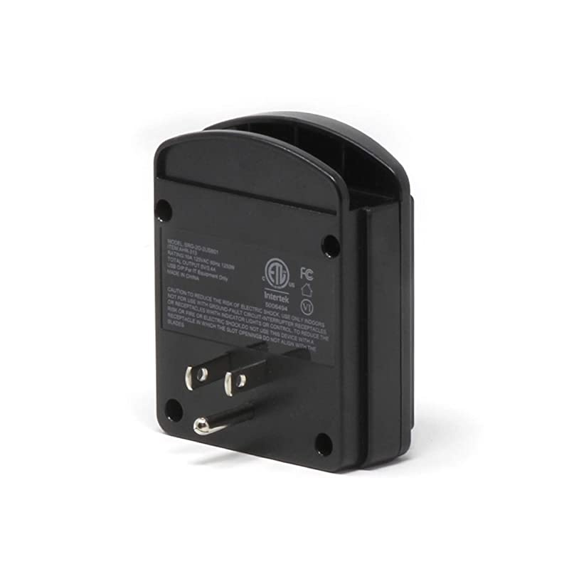 Surge Protector 2 Outlets Power Strip Station with 2 USB Ports Multiple Outlet Splitter Extender Adapter with Phone Shelf Stand ETL Listed Black