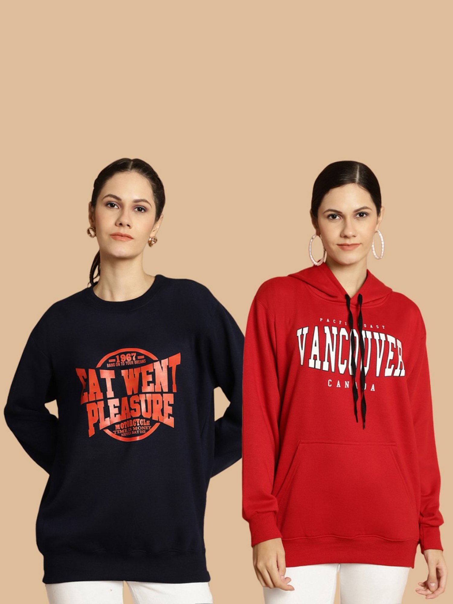 Vimal Jonney Navy & Maroon Printed Sweatshirt - Pack Of 2