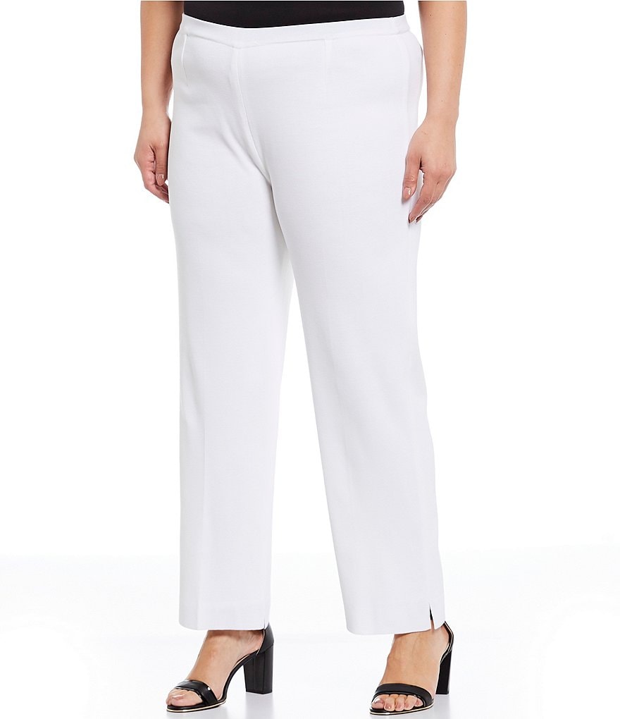 Ming Wang Plus Size Lined Knit Pull-On Ankle Pants