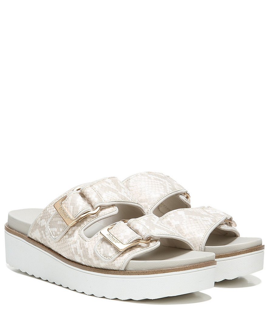 Original Collection by Dr. Scholl's Mega Snake Print Leather Platform Slide Sandals