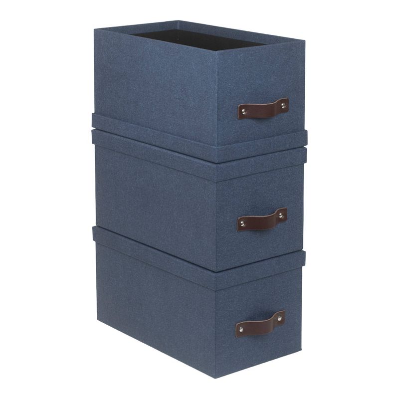 Set of 3 Silvia Canvas Media Box Blue - Bigso Box of Sweden
