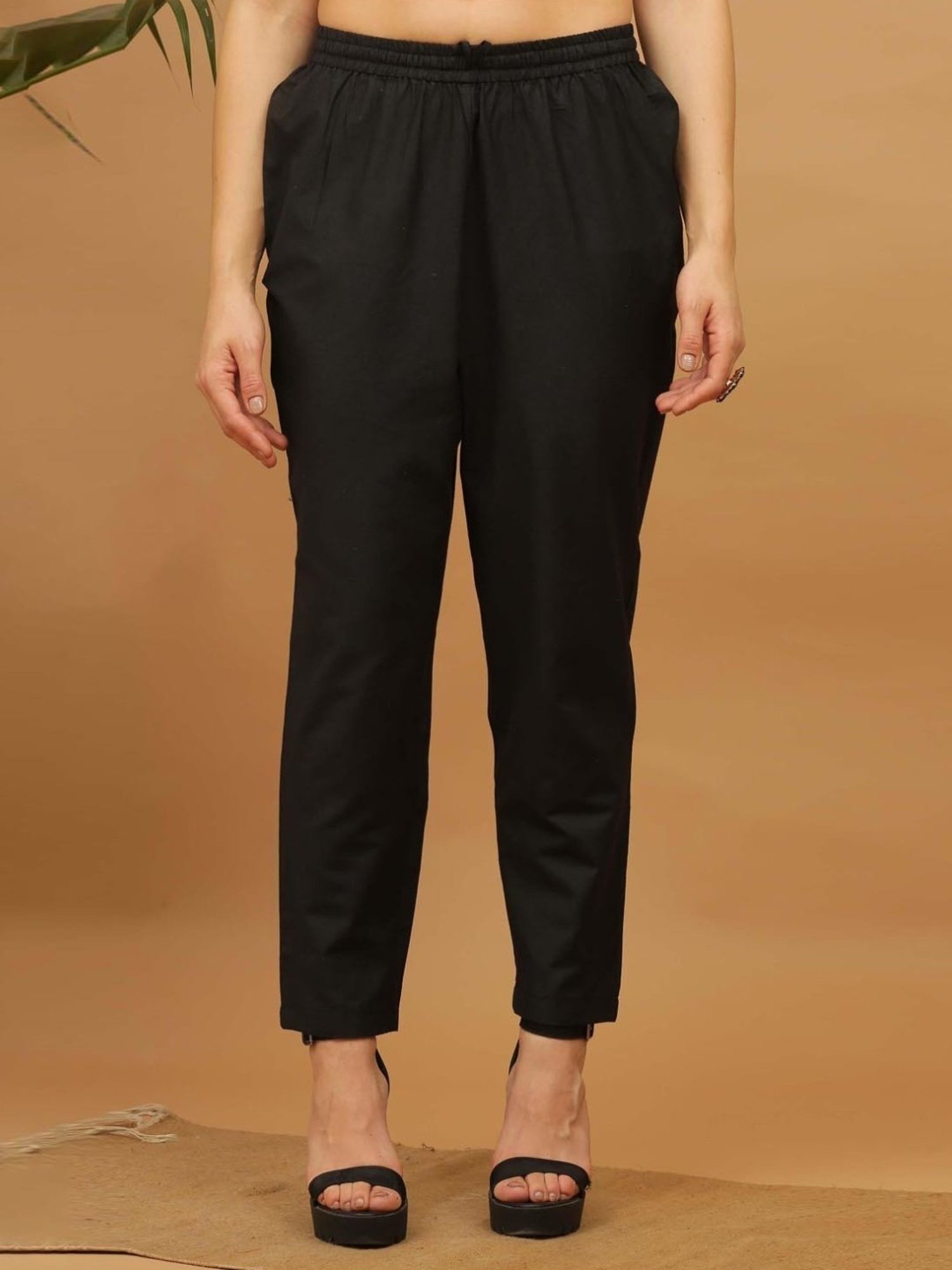 Kaanchie Nanggia Black Solid Cotton Pants