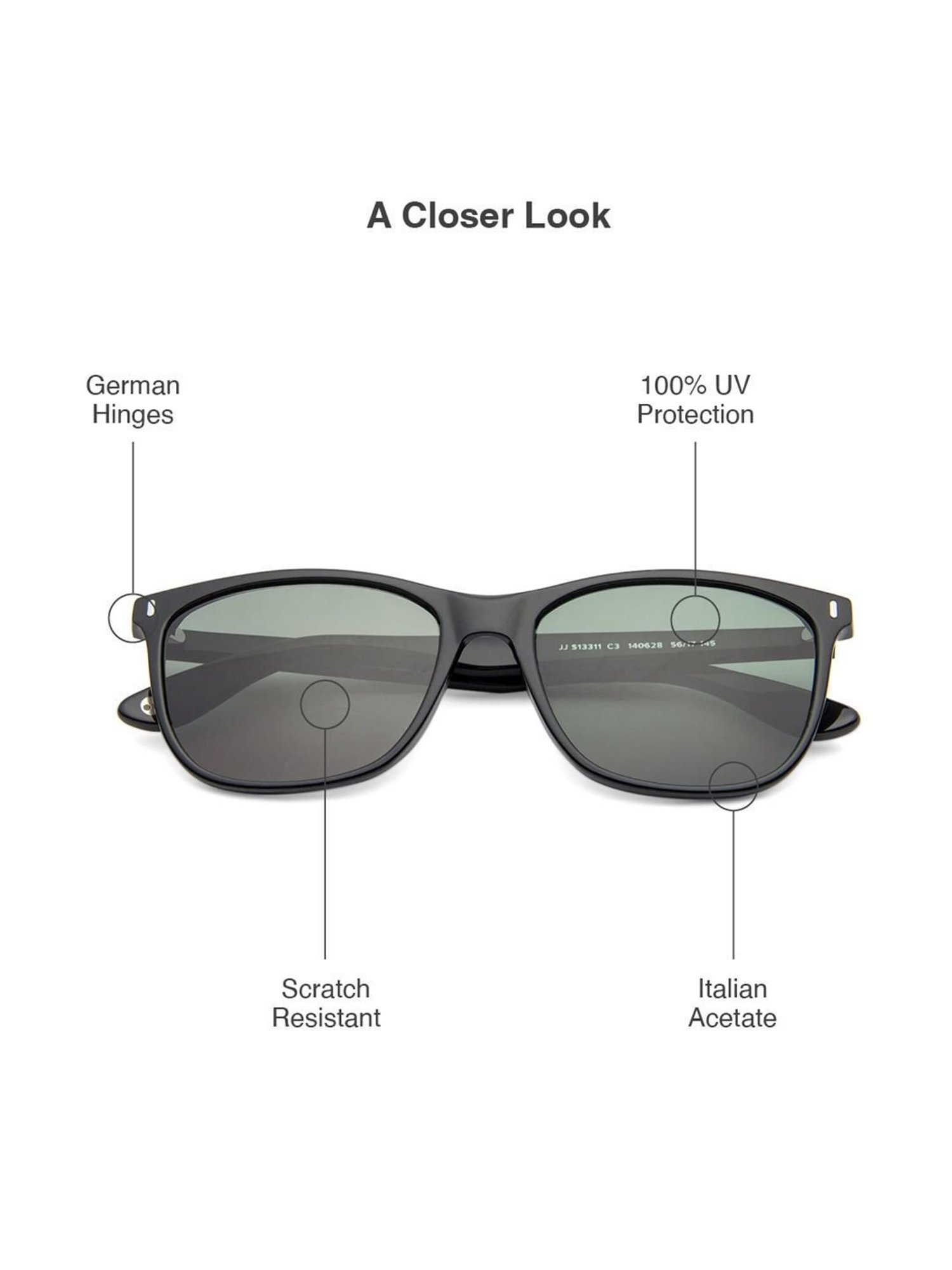 John Jacobs JJ S13311 Grey Square Sunglasses