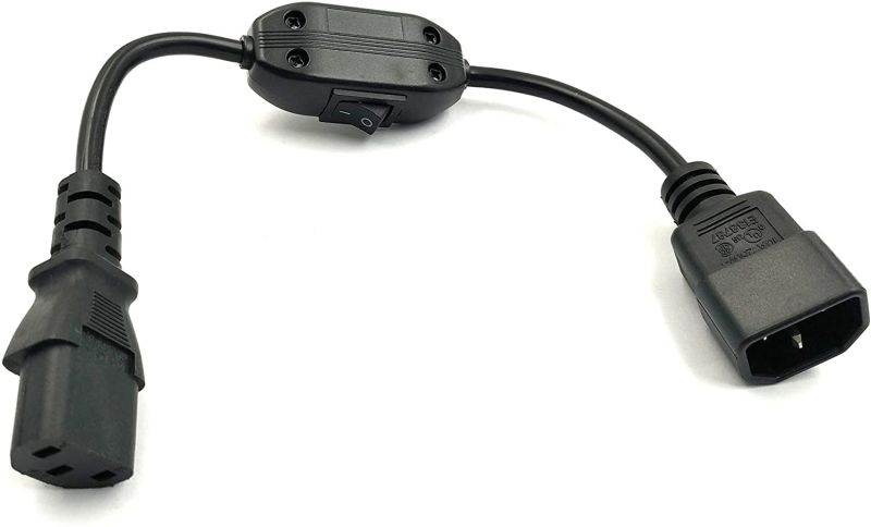 PDU UPS Power Cord Cable, IEC 320 C14 to C13 with On/Off Switch , 100-250V IEC-320-C14 to IEC-320-C13 Power Cord M-F with switch ,(1ft/30cm)