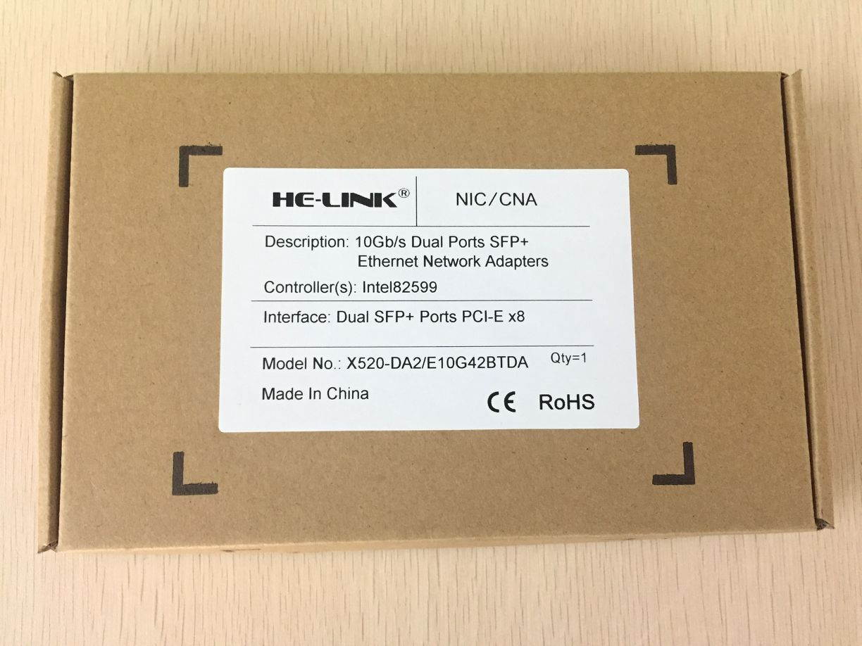 HE-LINK for Intel 82599ES Controller 10Gb Ethernet Converged Network Adapter X520-DA2 , 2xSFP+ Ports,E10G42BTDA