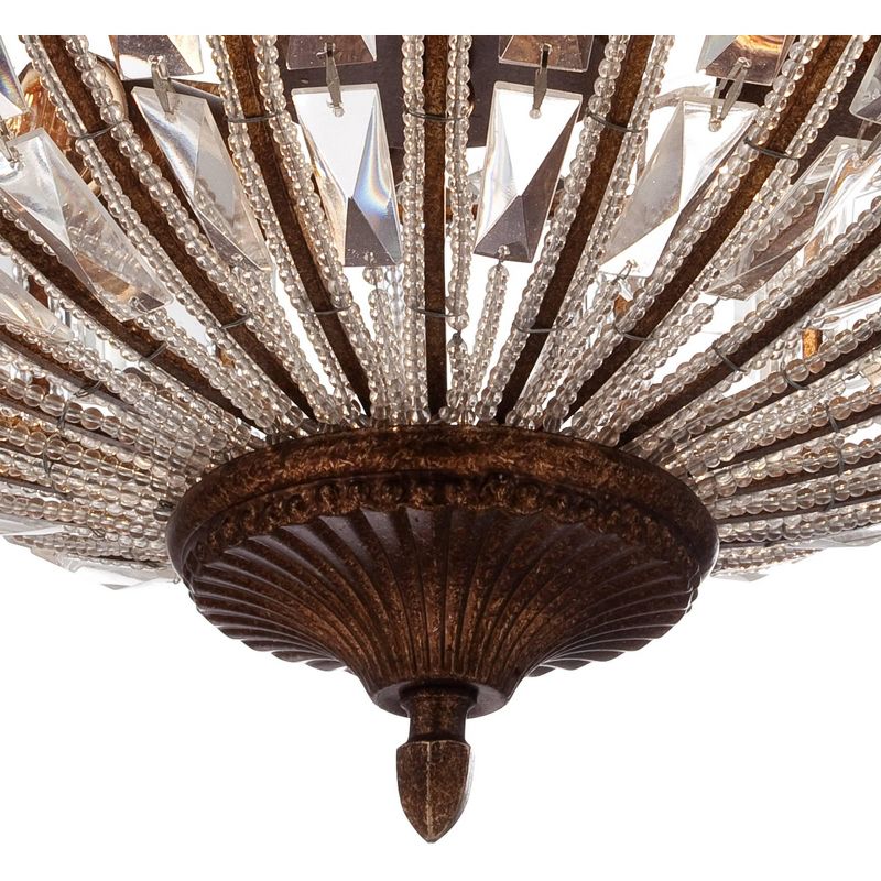Vienna Full Spectrum Ceiling Light Semi Flush Mount Fixture Mocha Brown 15" Wide Faceted Clear Crystal Accents for Bedroom Kitchen