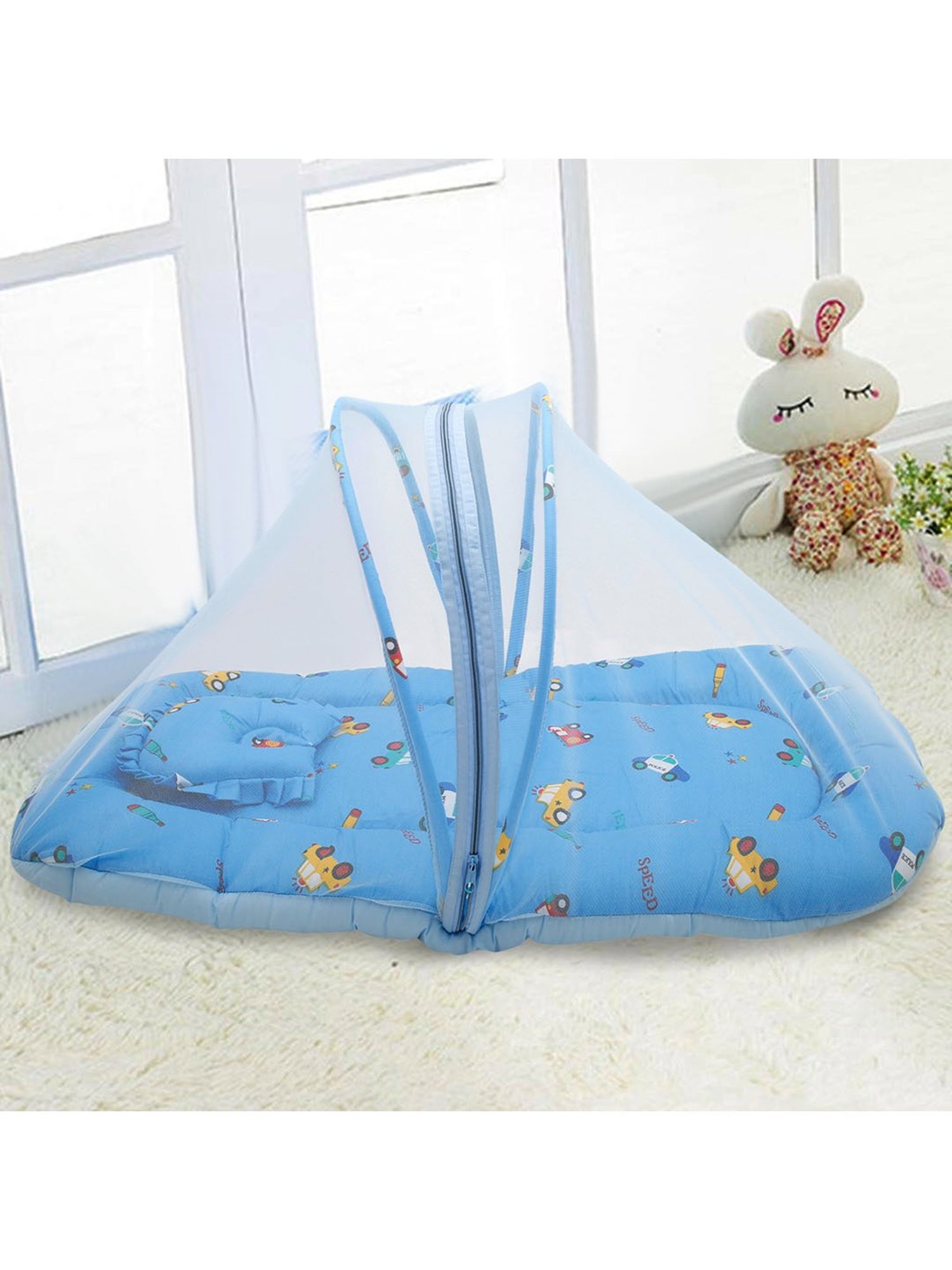 Baby Moo Tent Mattress Set with Neck Pillow Catch Me If You Can Blue