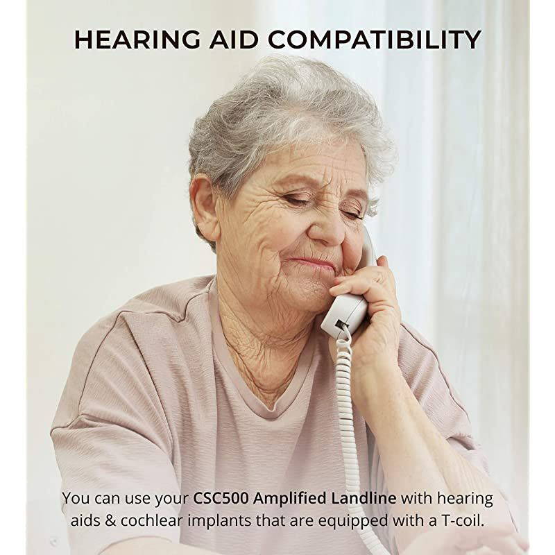 CSC500 Amplified Landline Phone with Speakerphone and Photo Frame Buttons Up to 40dB Amplification TCoil Hearing Aid Compatible