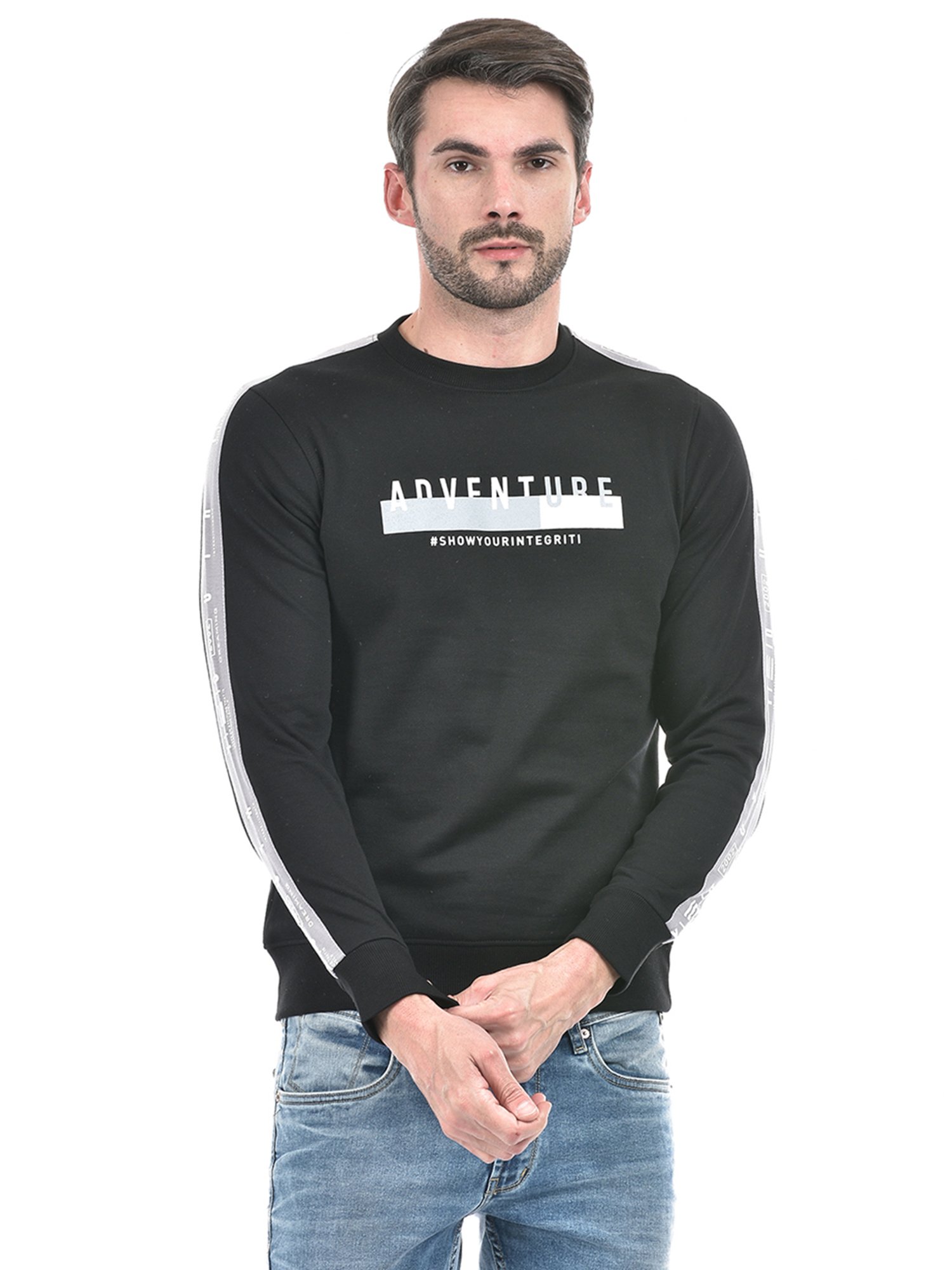 Integriti Black Regular Fit Printed Sweatshirt