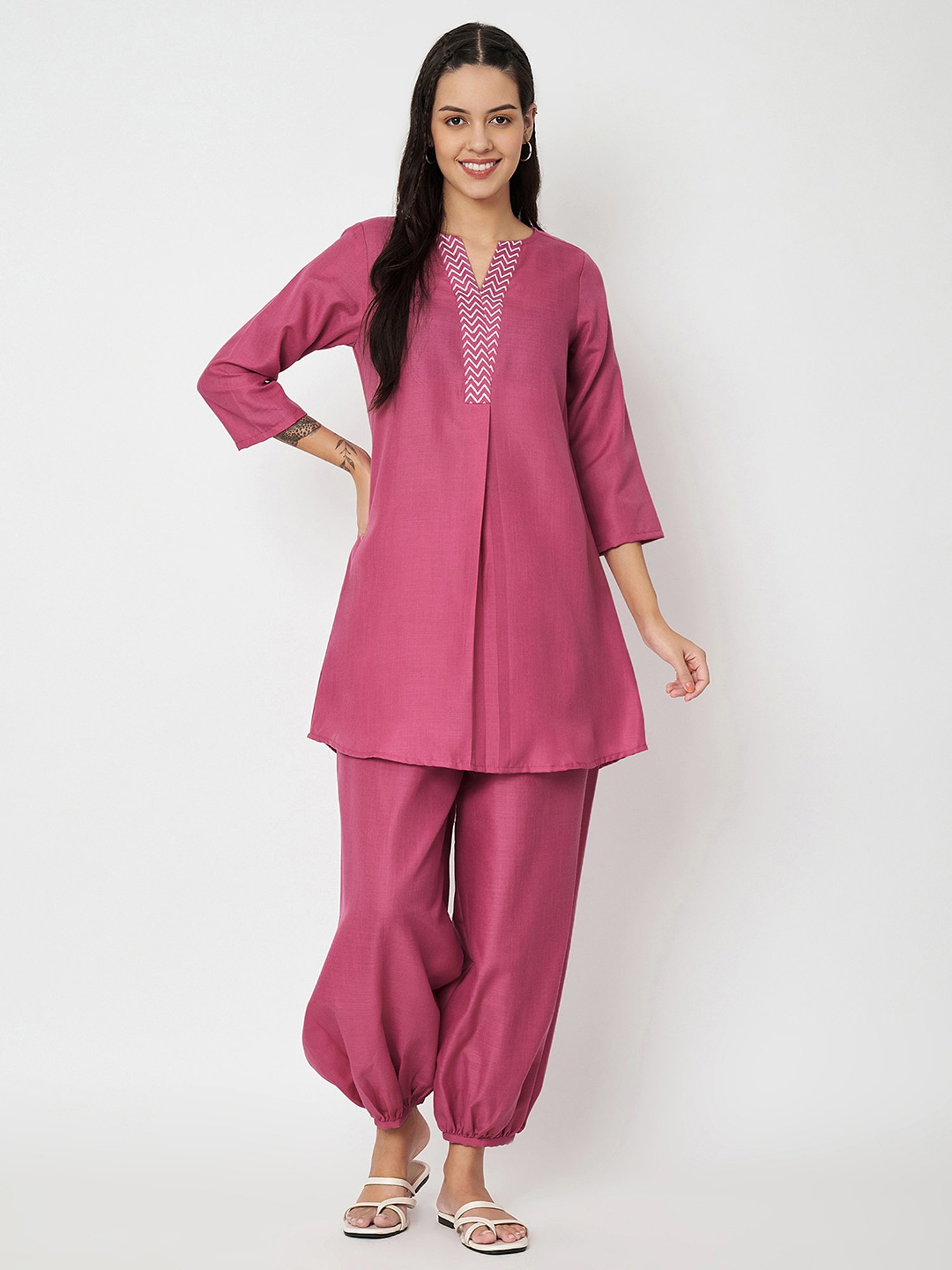9rasa Pink Tunic & Pant Set