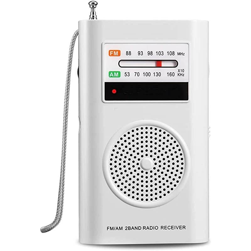 AM FM Radio Battery Operated Radio Portable Pocket Radio with Best Reception for IndoorOutdoor Use Transistor Radio with Headphone Jack by  White