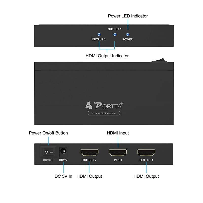 Premium HDMI Splitter 1X2 2 Port V2.0 with HDCP Key 4Kx2K@60Hz with EDID HDCP2.2