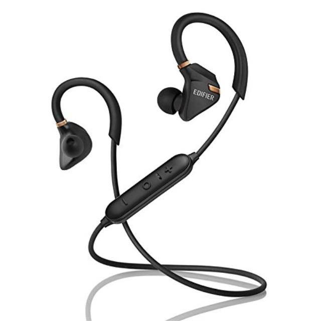 Edifier W296BT Bluetooth v4.1 Sports Headphones In-Ear Earphones Sweat Water Resistant CVC Noise Suppression - Black