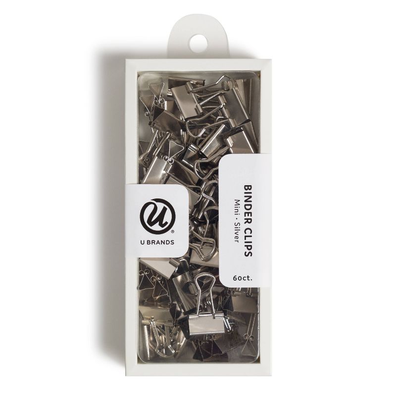 U Brands 60ct Mini Binder Clips Silver