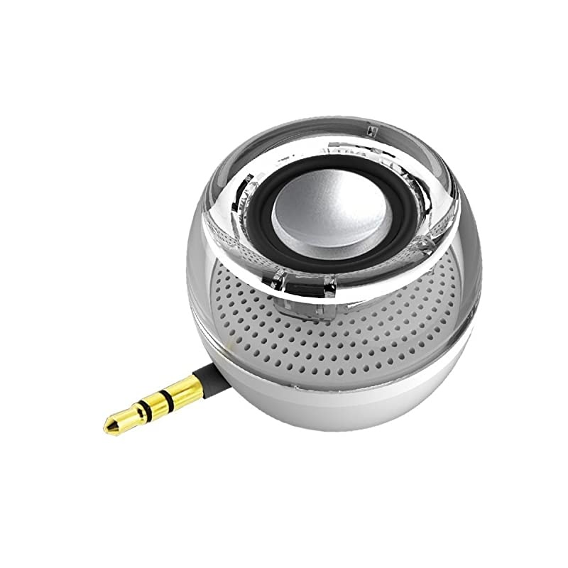 Portable Speaker,  Crystal 3W 27mm 8O Mini Wireless Speaker with 3.5mm Aux Audio Jack Plug in Clear Bass Micro USB Port Audio Dock for Smart Phone, for Pad, Computer (White)