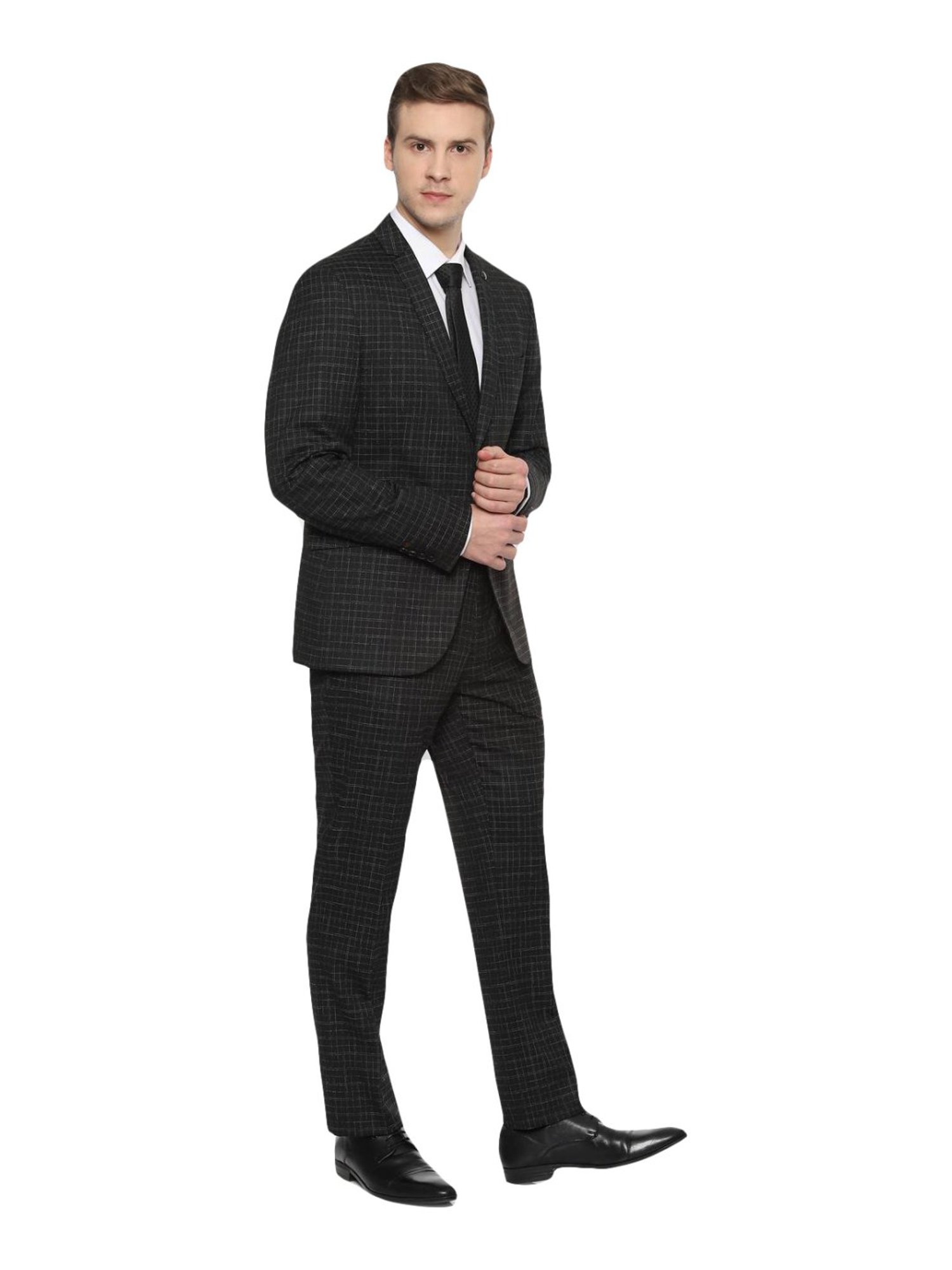 Raymond Brown  Slim Fit Printed Three Piece Suit