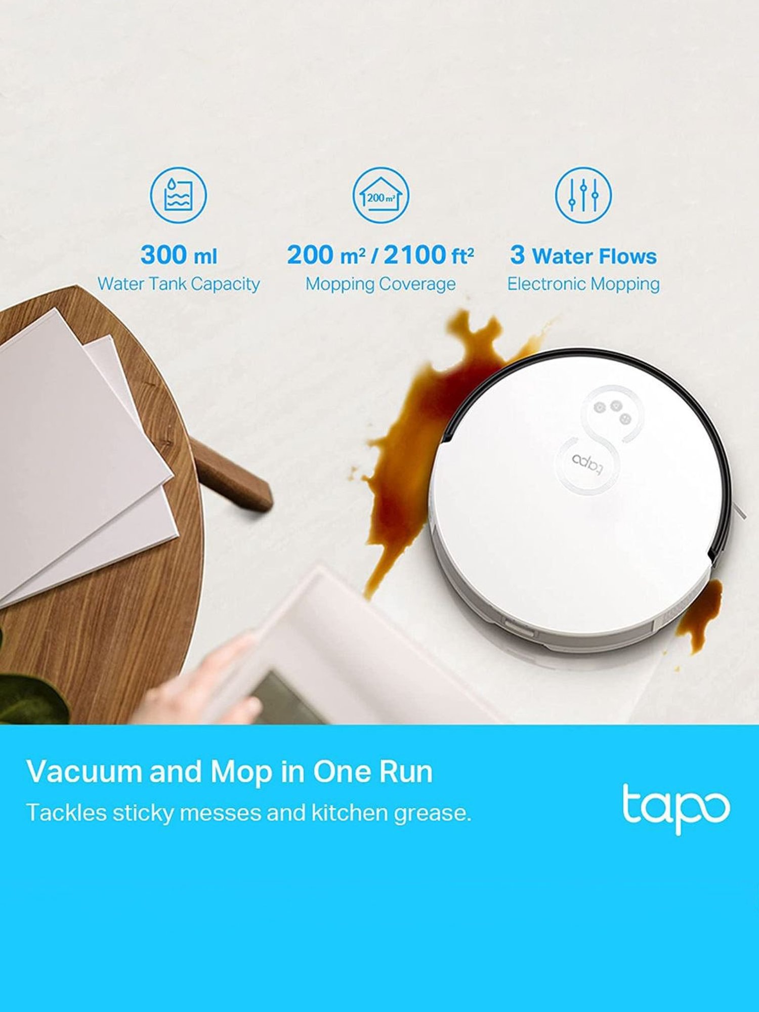 TP-Link Tapo RV10 Plus Robotic Vacuum Cleaner & Mop + Smart Auto-Empty Dock (White)