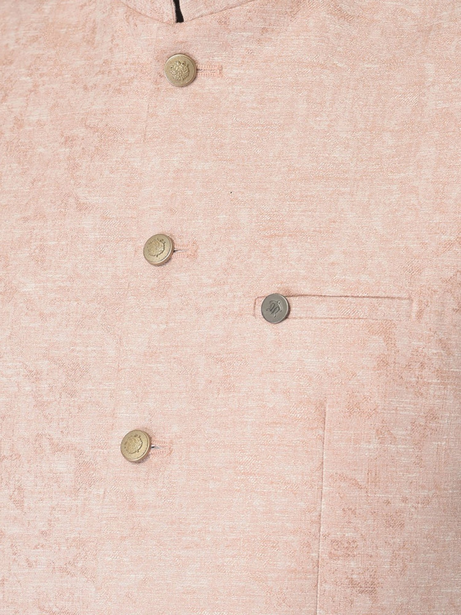 Turtle Pink Slim Fit Self Pattern Nehru Jacket