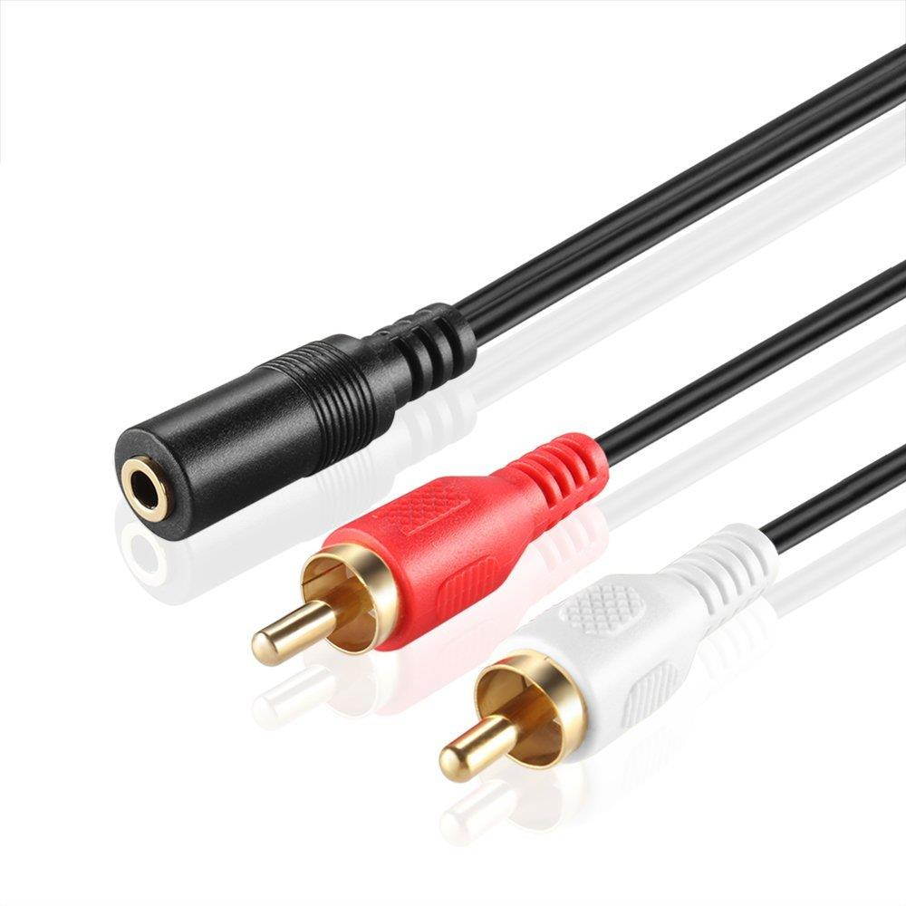 TNP 3.5mm to RCA Stereo Audio Cable Adapter (1.5FT) - 3.5mm Female to Stereo RCA Male Bi-Directional AUX Auxiliary Male Headphone Jack Plug Y Splitter to Left/Right 2RCA Male Connector Wire Cord
