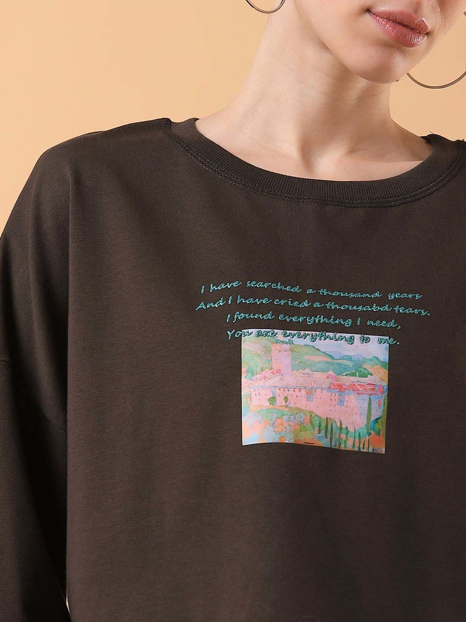 SHOWOFF Green Cotton Printed T-Shirt