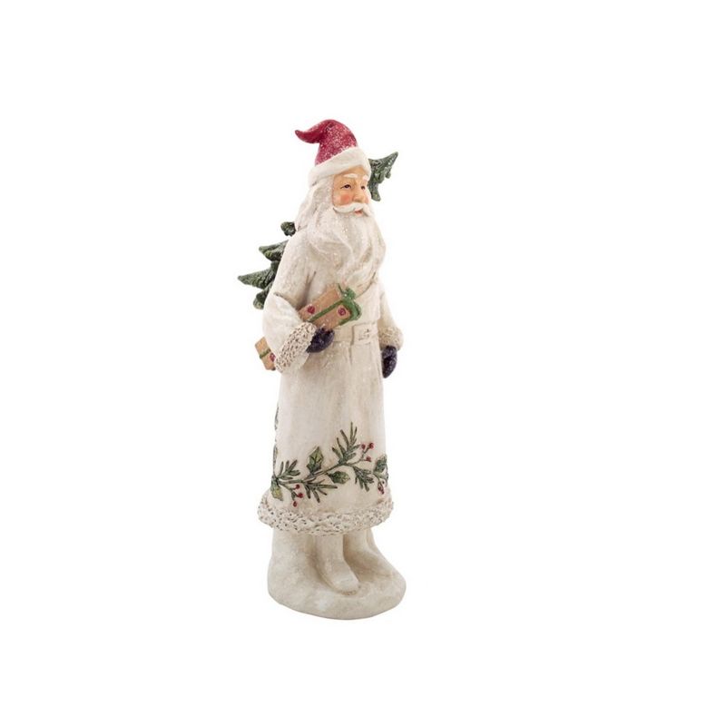 Melrose 12.5" White and Red Santa Claus with Tree Christmas Decor