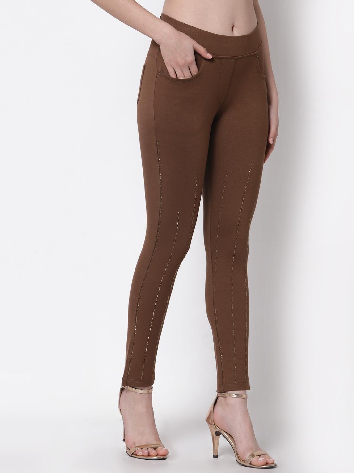 Westwood Brown Embellished Jeggings