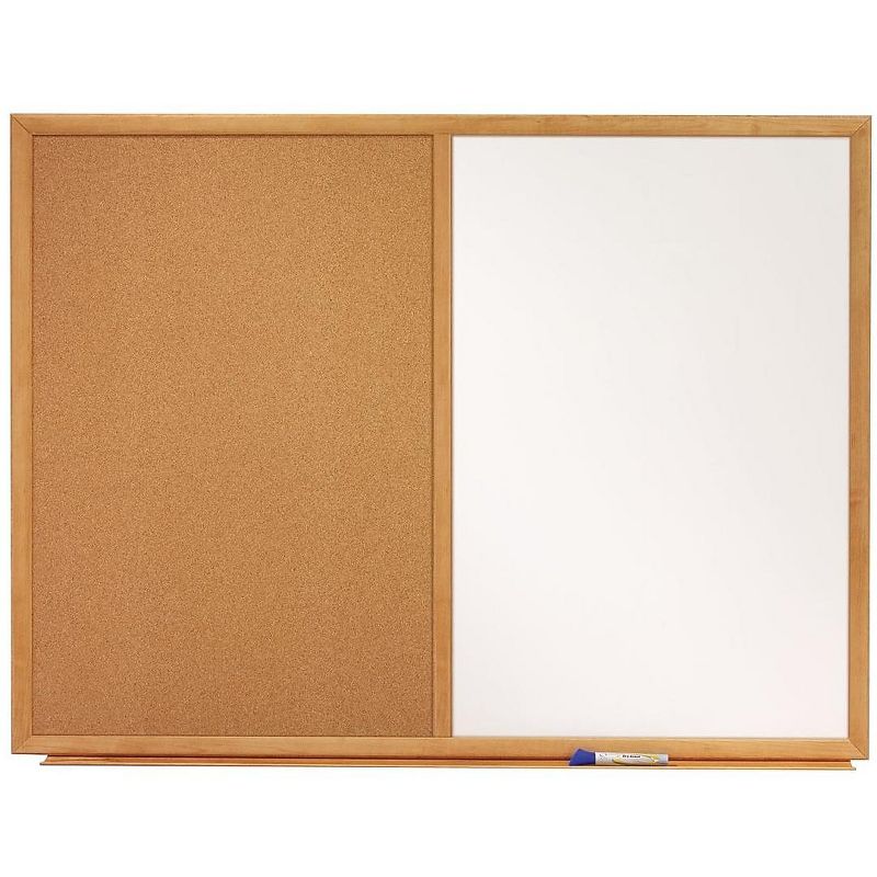 Quartet Bulletin/Dry-Erase Board Melamine/Cork 36 x 24 White/Brown Oak Finish Frame S553