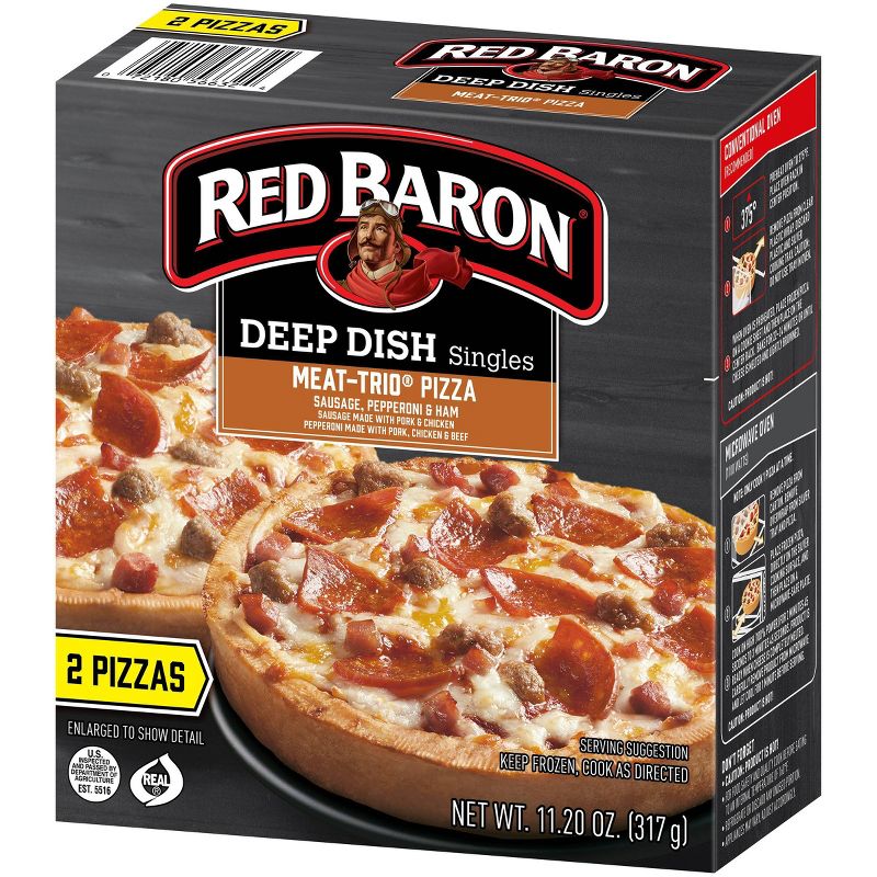 Red Baron Deep Dish Singles Meat Trio Frozen Pizza - 11.2oz