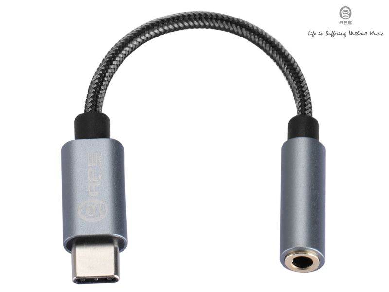 ApeSonic Pebble : USB C (Type C) Audio Adaptor, ALC4050 High Resolution DAC, to 3.5mm AUX, 32bit 384kHz Hi Res, Class G Amp, Aluminum Casing, Texture Cable, Replace 3.5mm Jack of Smart Phone
