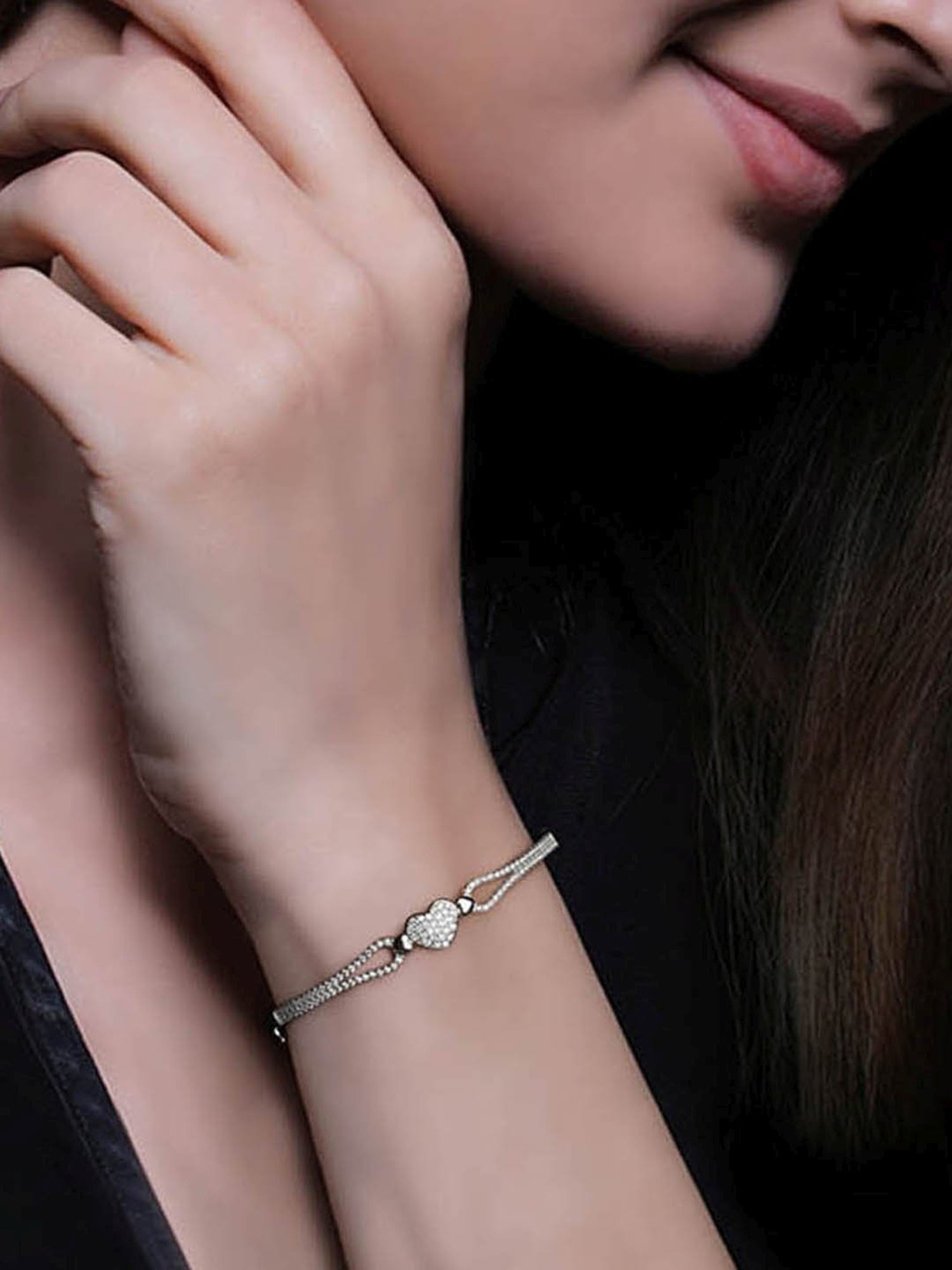 GIVA 92.5 Sterling Silver Heart Bracelet for Women