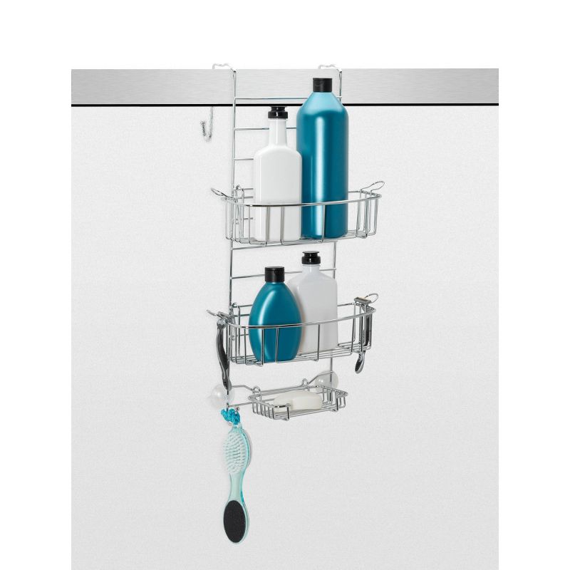 Zenna Home Over the Door Adjustable Rust-Resistant Shower Caddy - Stainless Steel