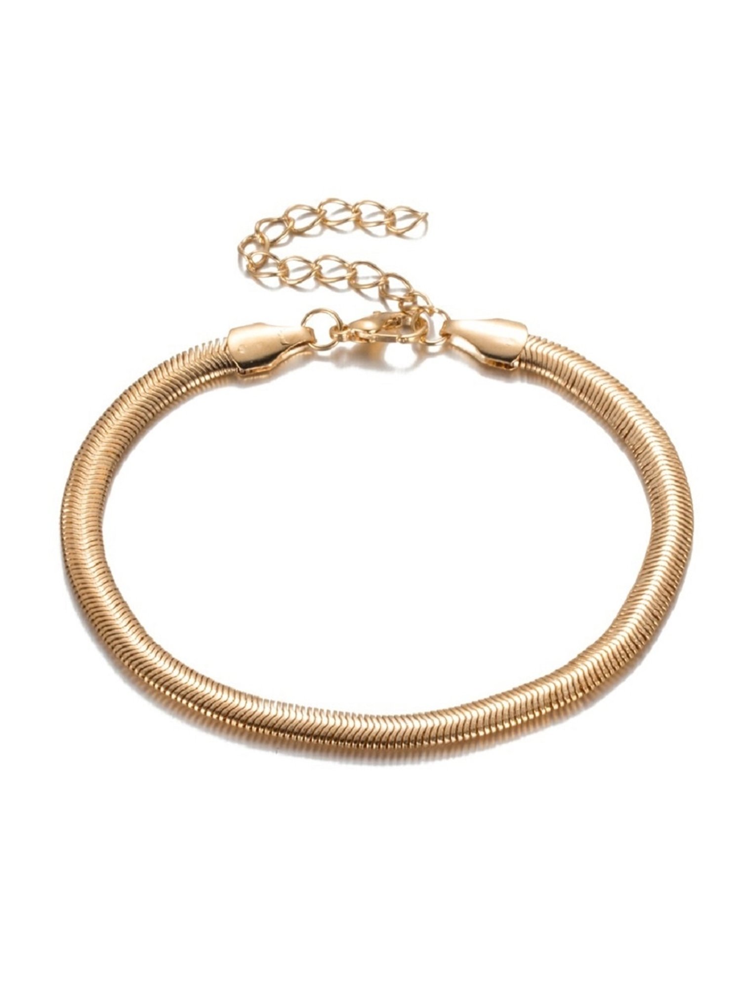 OOMPH Gold Tone Snake Chain Fashion Anklet Pack of 2