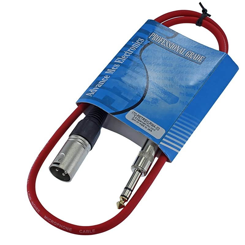 1/4" TRS to 3 Pin XLR Male Pro Audio Patch Cable Balanced and Shielded (3 Foot Feet ft Long, White)