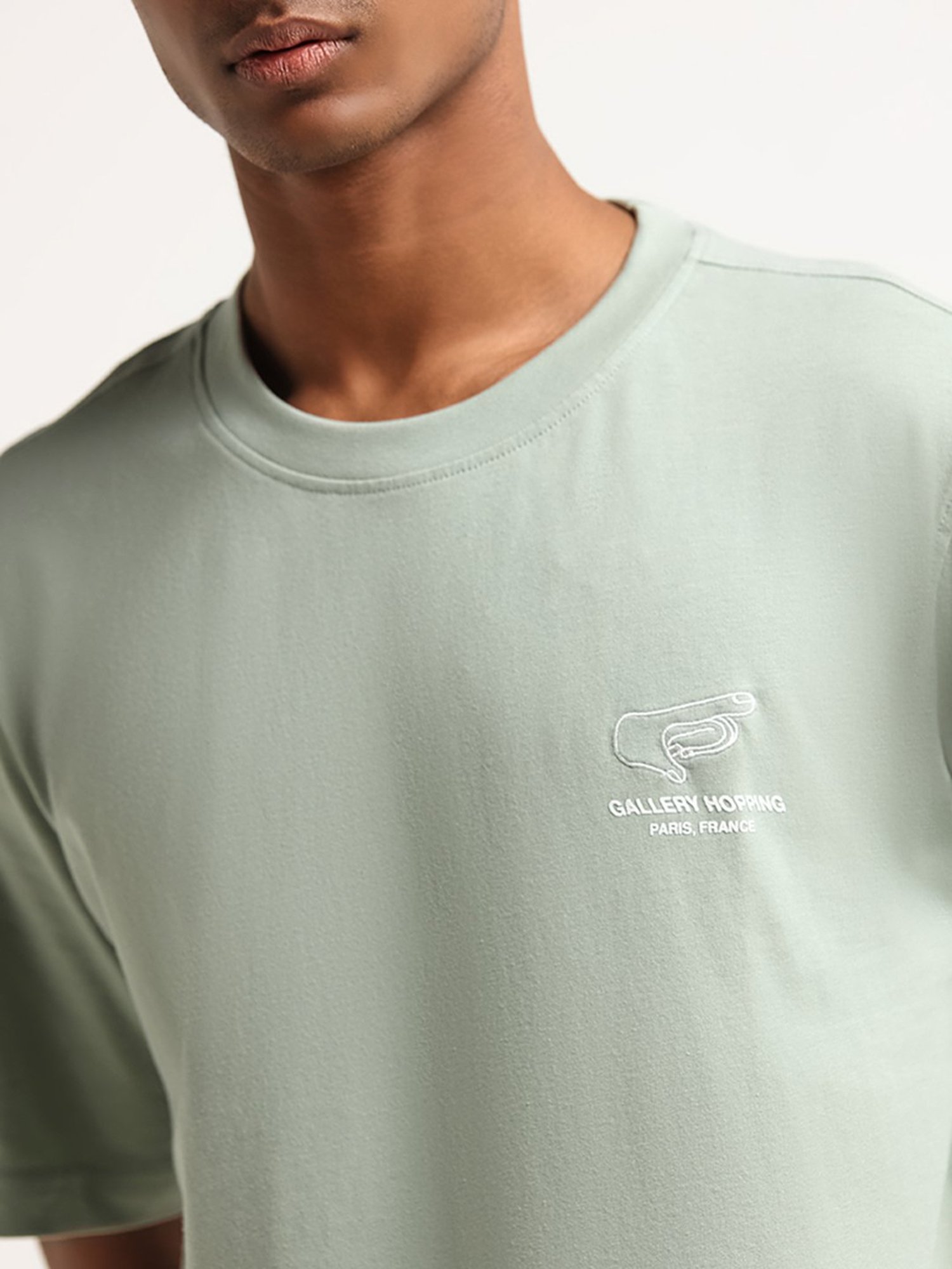 Nuon by Westside Green Relaxed Fit Contrast Print T-Shirt