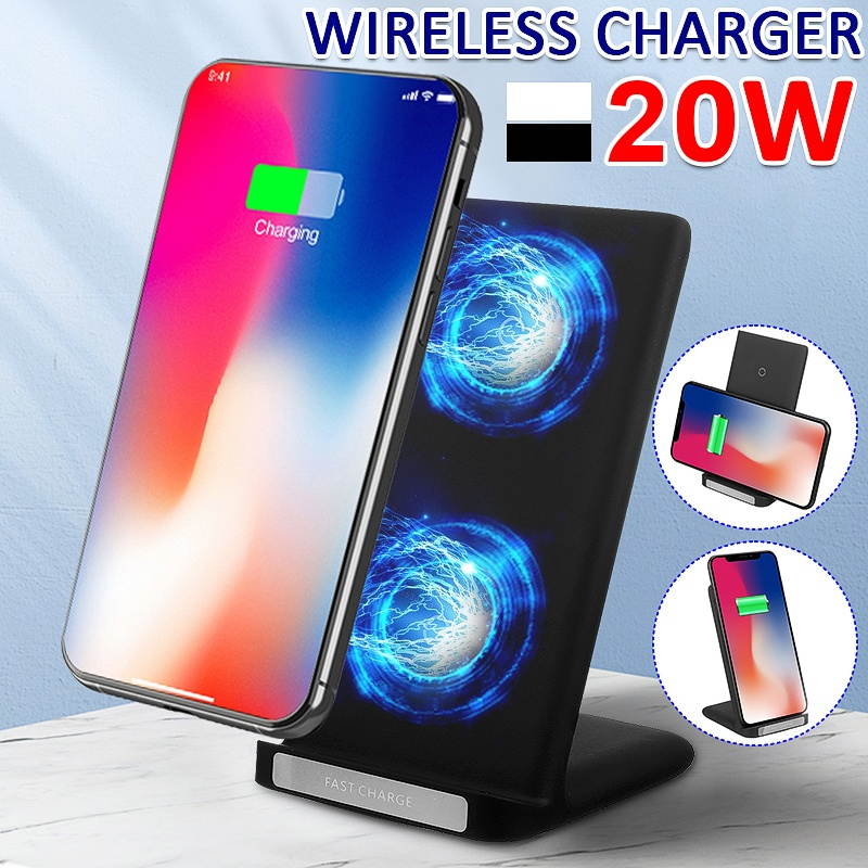 20W Qi Wireless Charger Fast Charging Phone Holder Stand For Qi-enabled Smart Phone For iPhone 12-Black