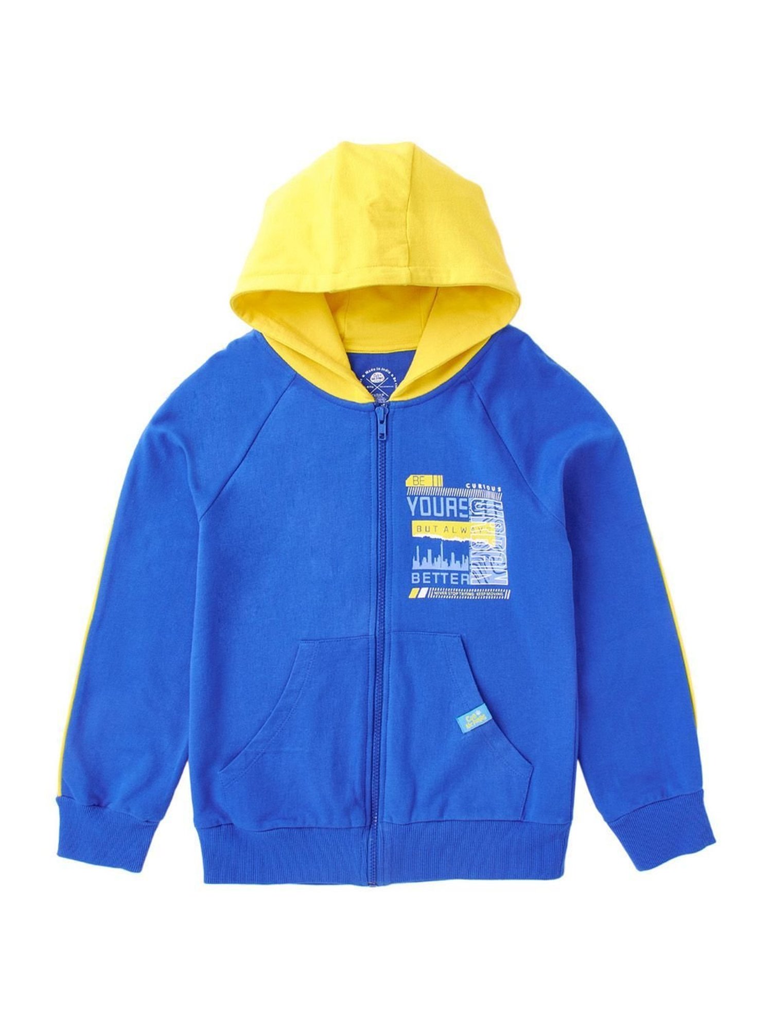 Cub McPaws Kids Blue & Yellow Cotton Printed Full Sleeves Sweatshirt