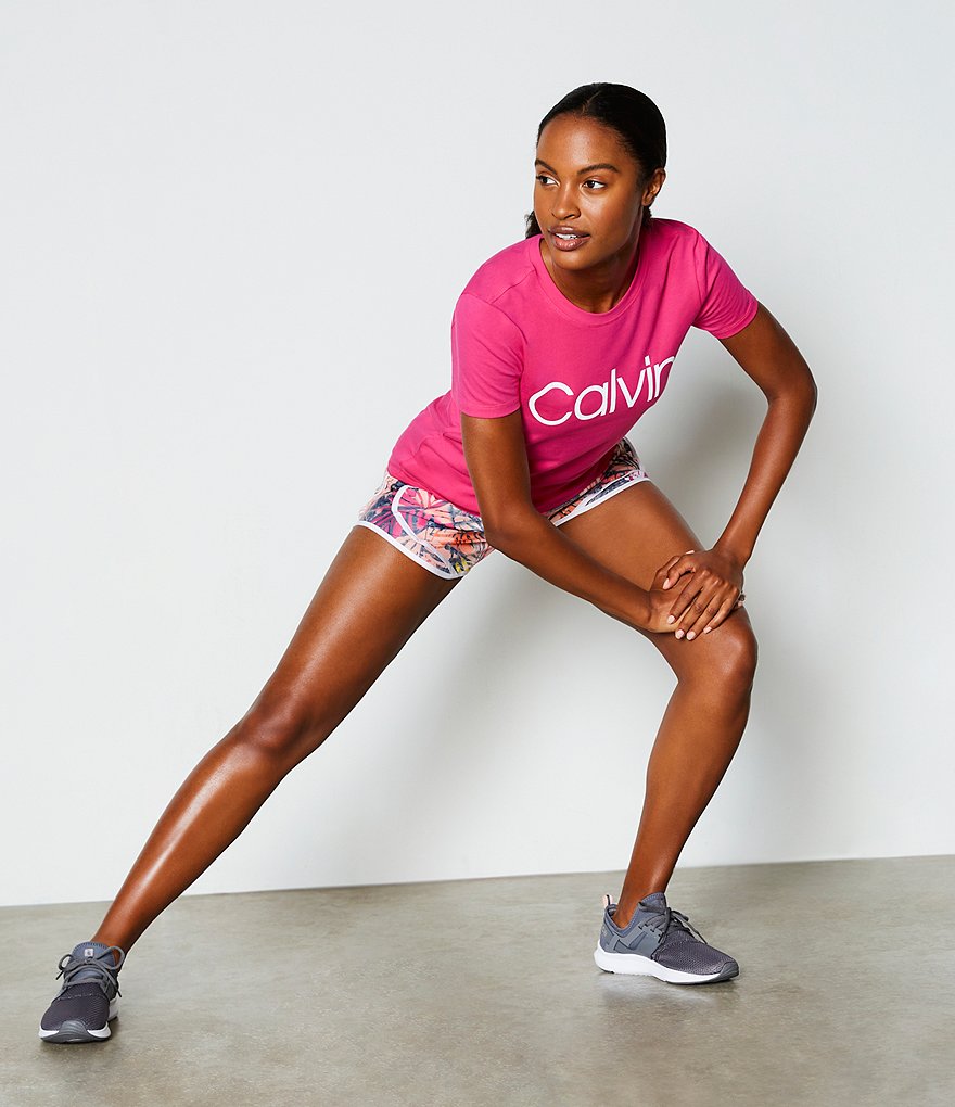 Calvin Klein Performance Multi Palm Smocked Waistband Athletic Shorts