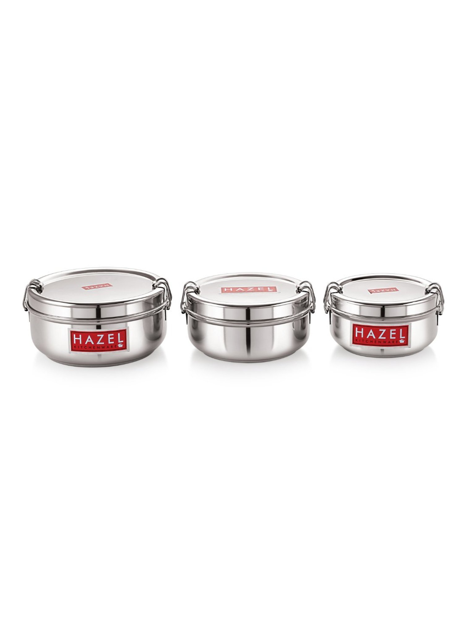HAZEL Silver Stainless Steel Storage Container - Set of 3