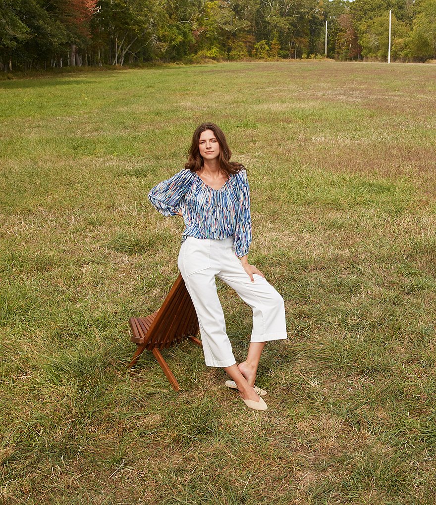 NIC + ZOE Stretch Denim Slim Fit Wide Leg Cropped Pull-On Pants