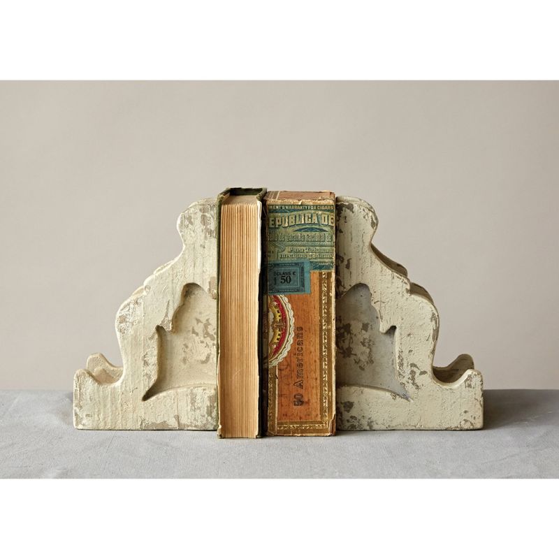 Set of 2 Corbel Shaped Bookends White - 3R Studios
