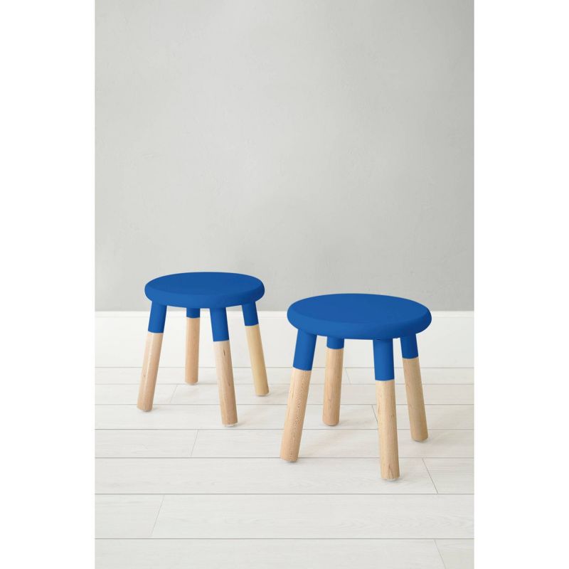 Set of 2 Peewee Wood Veneer Kids' Chairs Maple/Pacific Blue - Nico & Yeye
