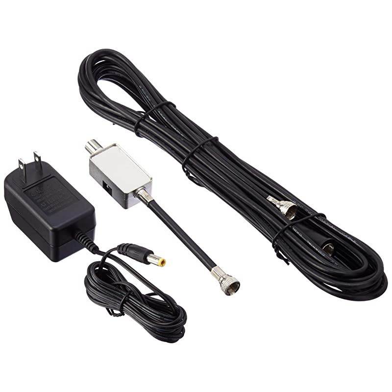 Indoor TV Antenna HDTV Amplified Antenna TV Digital HD - Small Outdoor HD TV Antenna with VHF and UHF Reception Coaxial Cable and Over 50 Mile Range Black (AZON011)