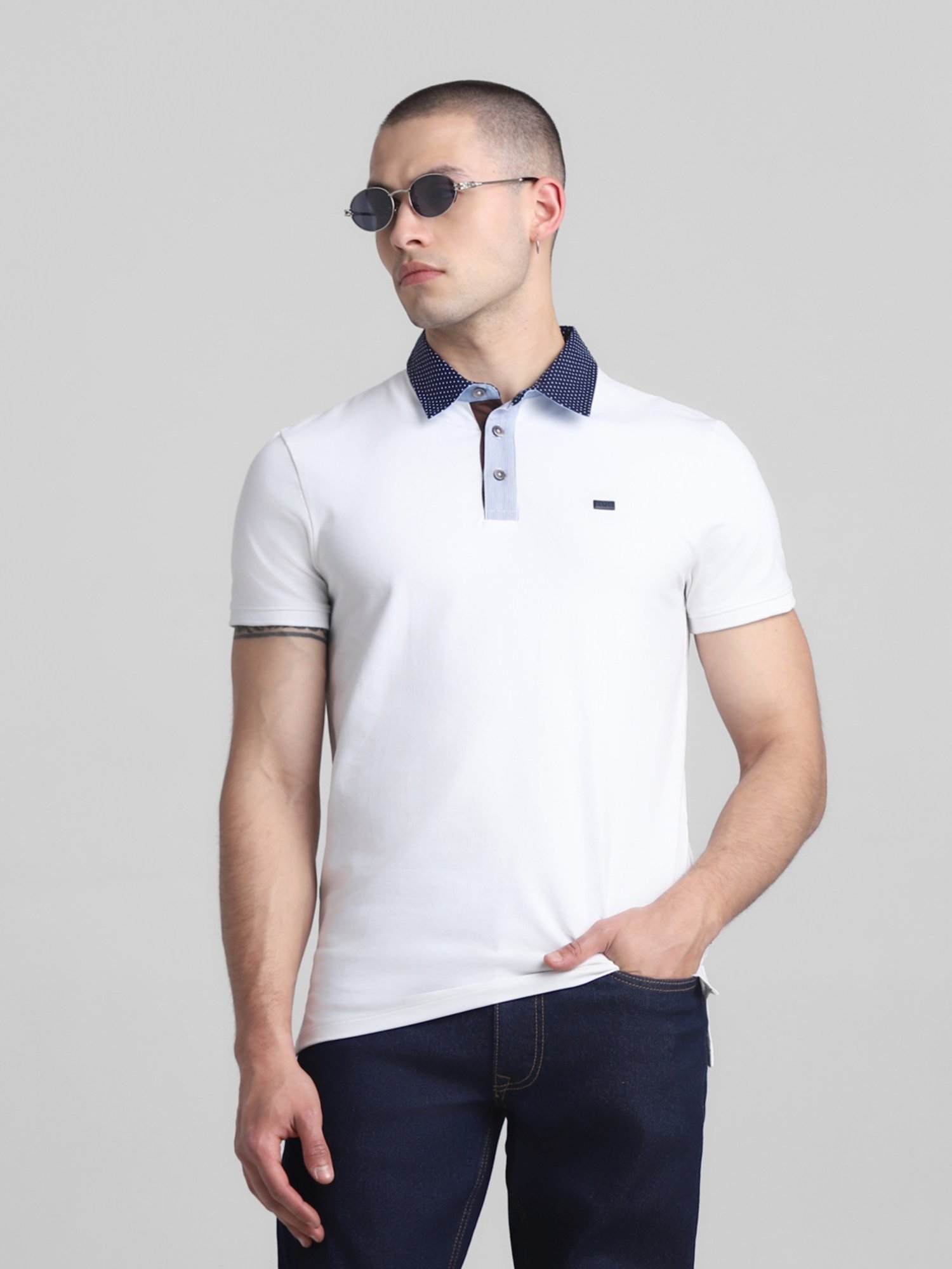 Jack & Jones Cloud Dancer Cotton Slim Fit Polo T-Shirt