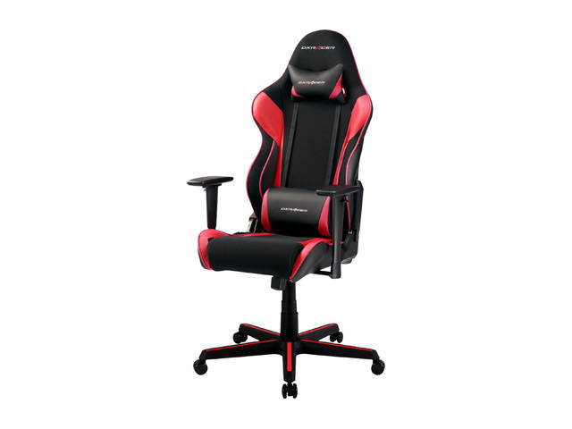 DXRacer Ergonomically Designed Racing Series RAA106 Black and Red Strong Mesh and PU Leather 135-degree Recline High-End Gaming Chair with Neck and Lumbar Support Pillow