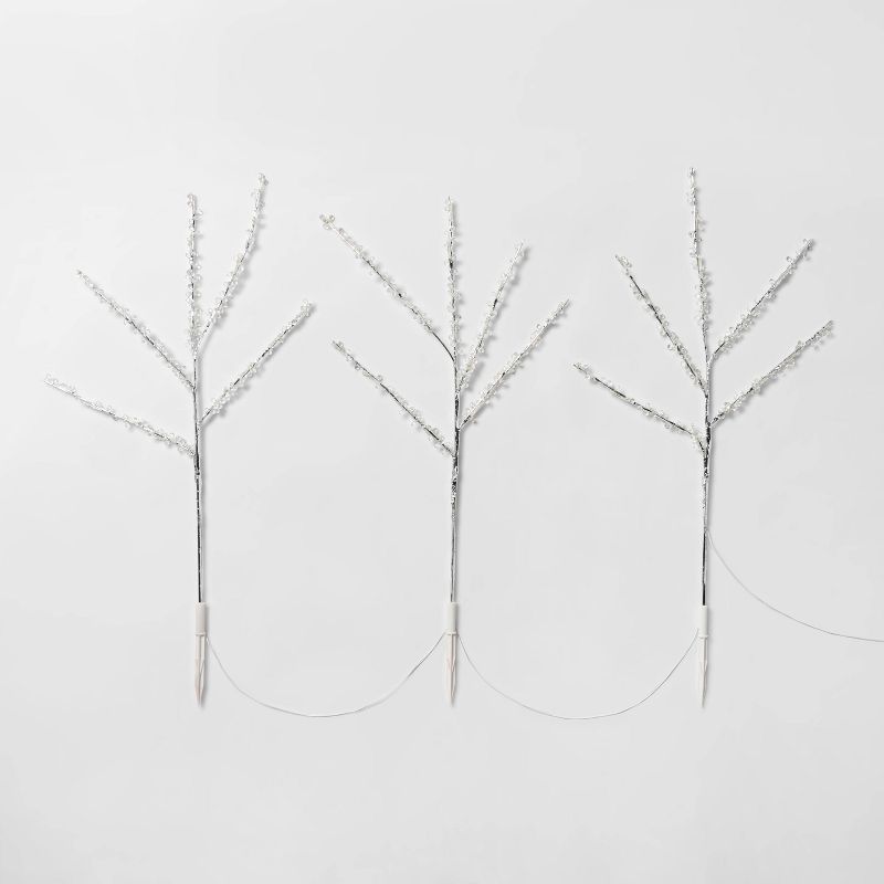 3ct Christmas LED Twig Clear Beaded Stake Lights Warm White Twinkle - Wondershop™