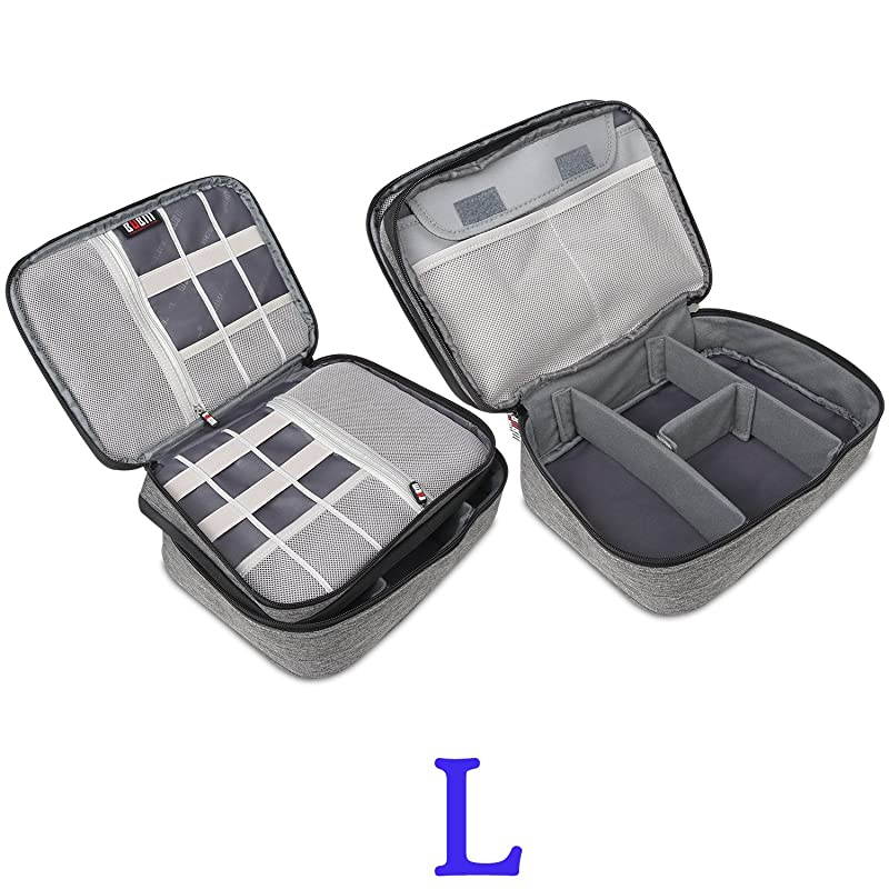 3Pcs Universal Travel Cable Organizer Electronics Accessories Carry Bag for Cables Cord USB Flash Drive Battery and More Denim Gray