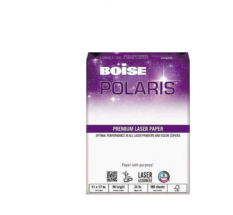 Boise POLARIS Premium Laser Paper 96 Bright 24lb 11 x 17 White 500 Sheets BPL0117