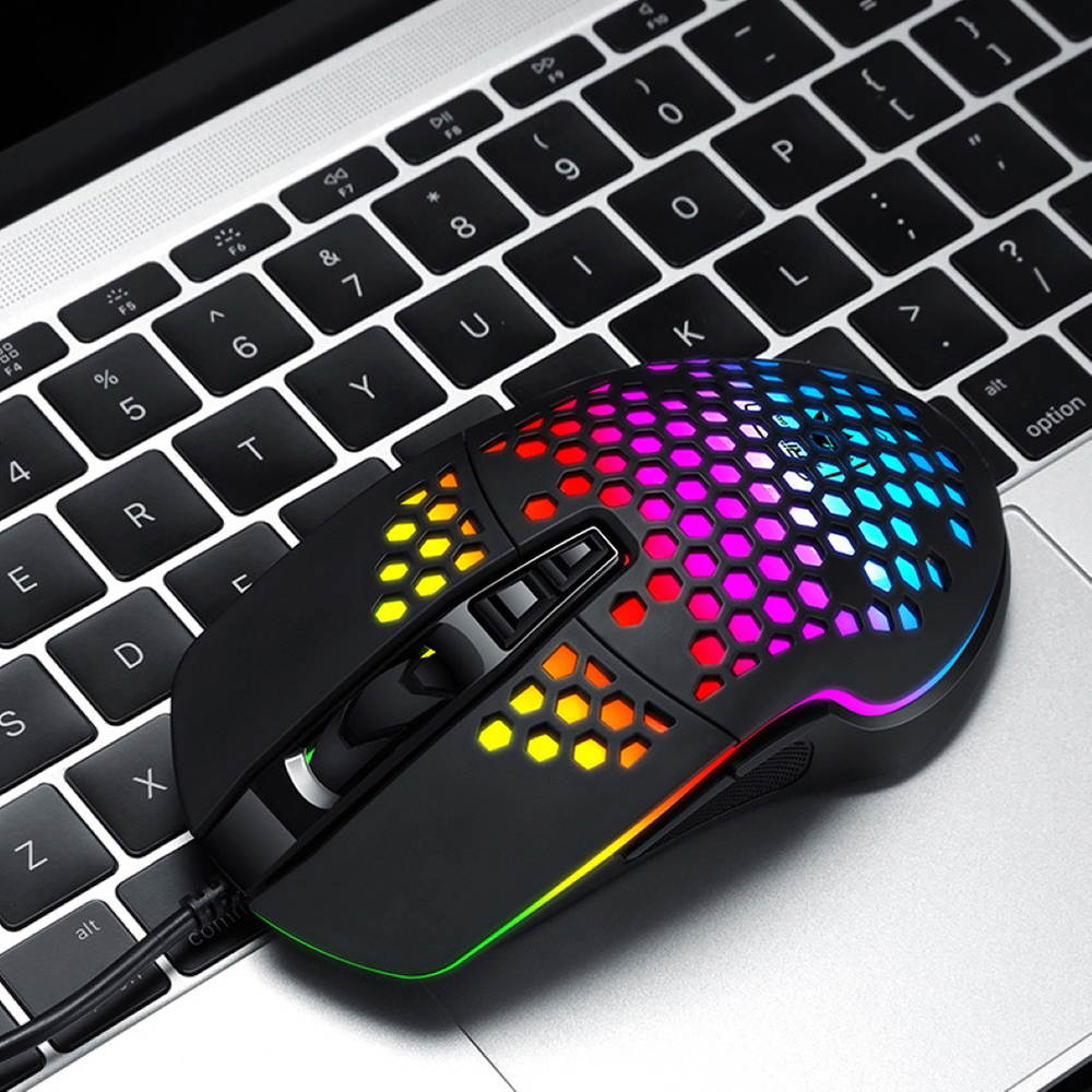 Ergonomic Lightweight Gaming Mouse Wired Honeycomb Hollow RGB Streamer 4000 DPI Programming Optical Sensor Pixert 3325 78G Gaming Mice for PC X-BOX PS4 Gamer