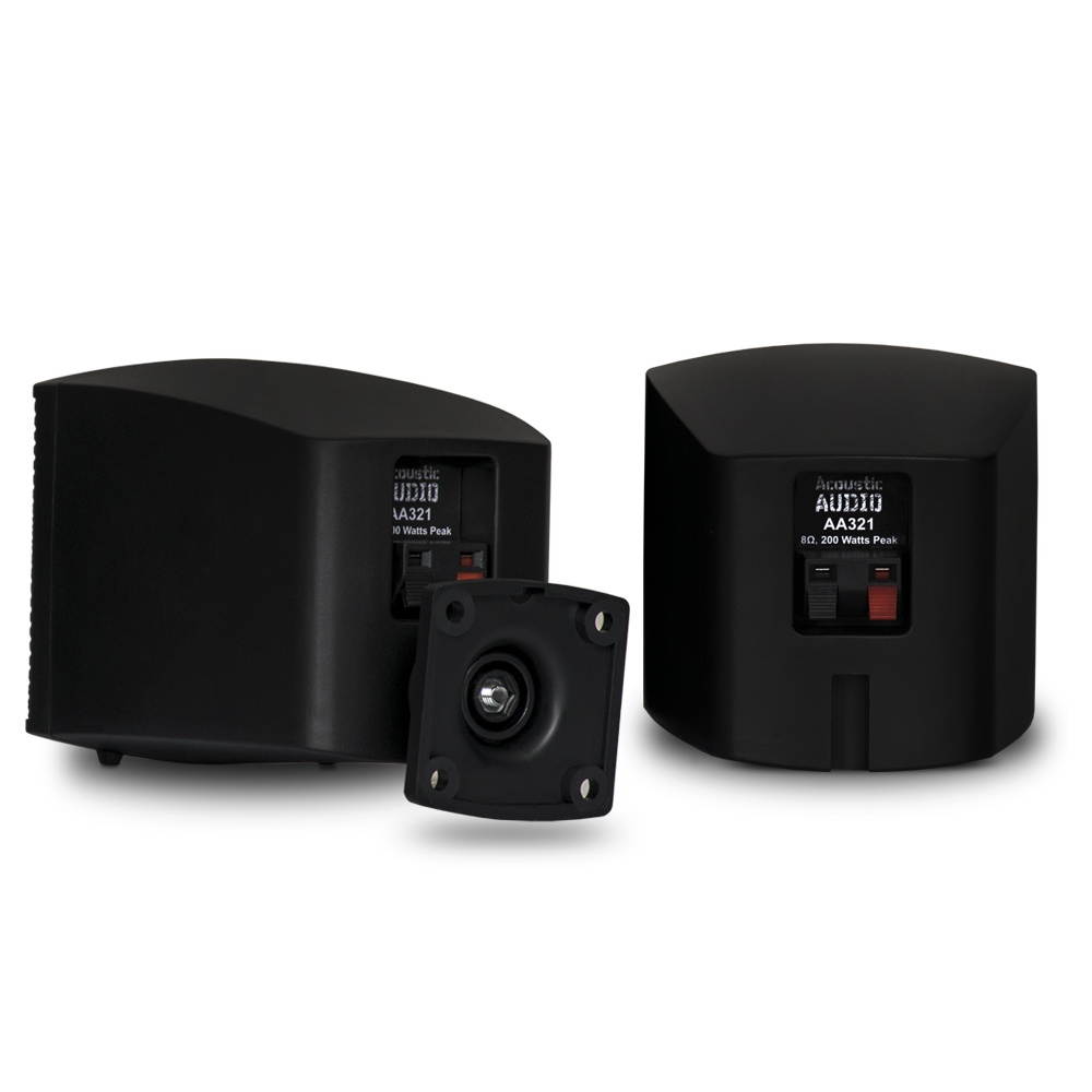 Acoustic Audio AA321B Bluetooth Mountable Indoor Powered Speakers Black Pair